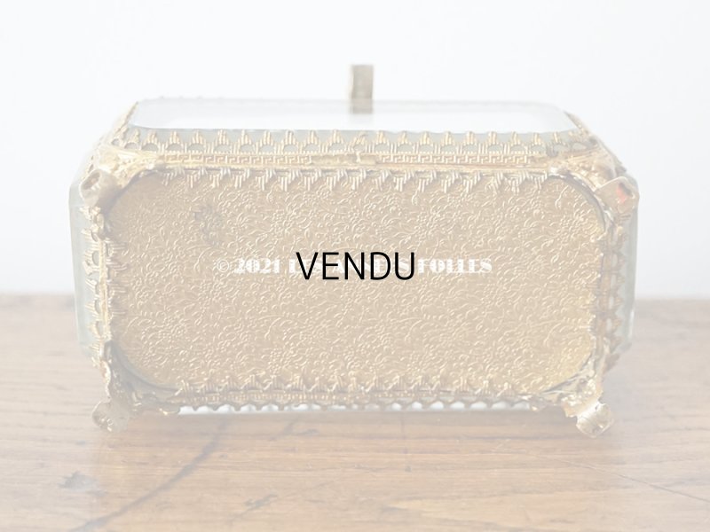 画像7: 19世紀 アンティーク ジュエリーボックス シルク製クッション ブルーグリーン