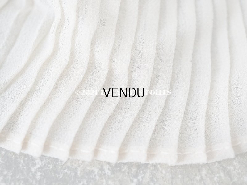 画像4: アンティーク 幅広 プリーツリボン 淡いピンクベージュ  7.6cm幅  55cm