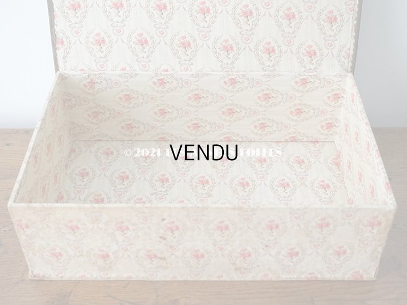 画像12: 1900年代 アンティーク ピンクの薔薇のメダイヨン 大きなカルトナージュボックス 41.3×26×12.8cm