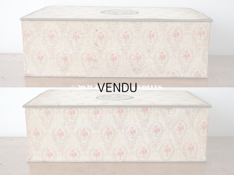 画像7: 1900年代 アンティーク ピンクの薔薇のメダイヨン 大きなカルトナージュボックス 41.3×26×12.8cm