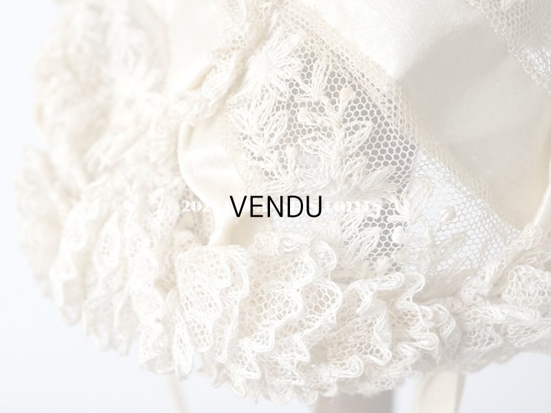 画像5: アンティーク ドール用 小さなボネ オフホワイトのシルクリボン&レース