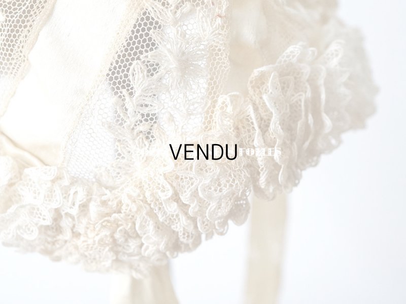 画像6: アンティーク ドール用 小さなボネ オフホワイトのシルクリボン&レース