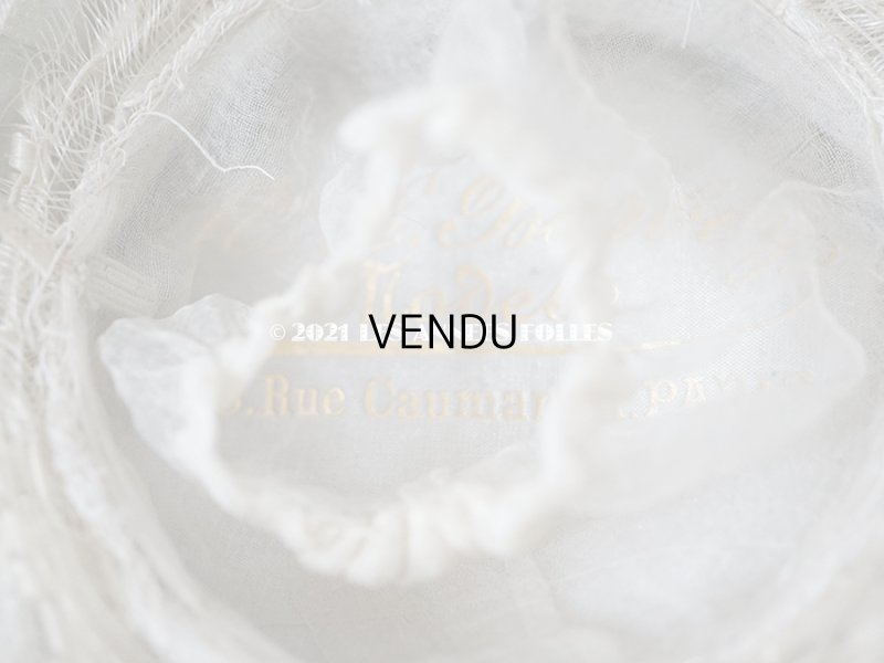 画像12: 1900年代 アンティーク ドール用 ストローハット シルクシフォン&布花付 ドールハット