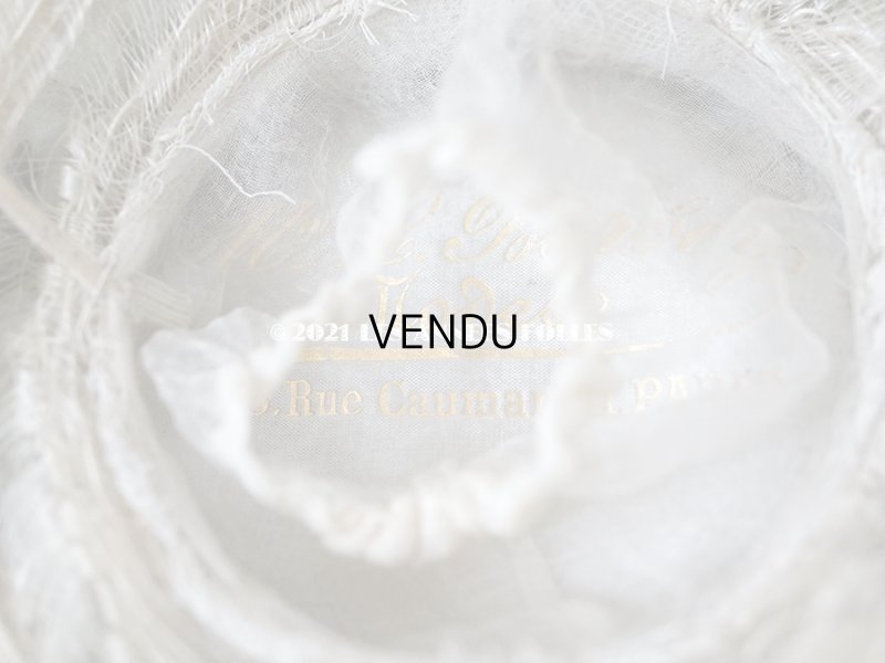 画像13: 1900年代 アンティーク ドール用 ストローハット シルクシフォン&布花付 ドールハット