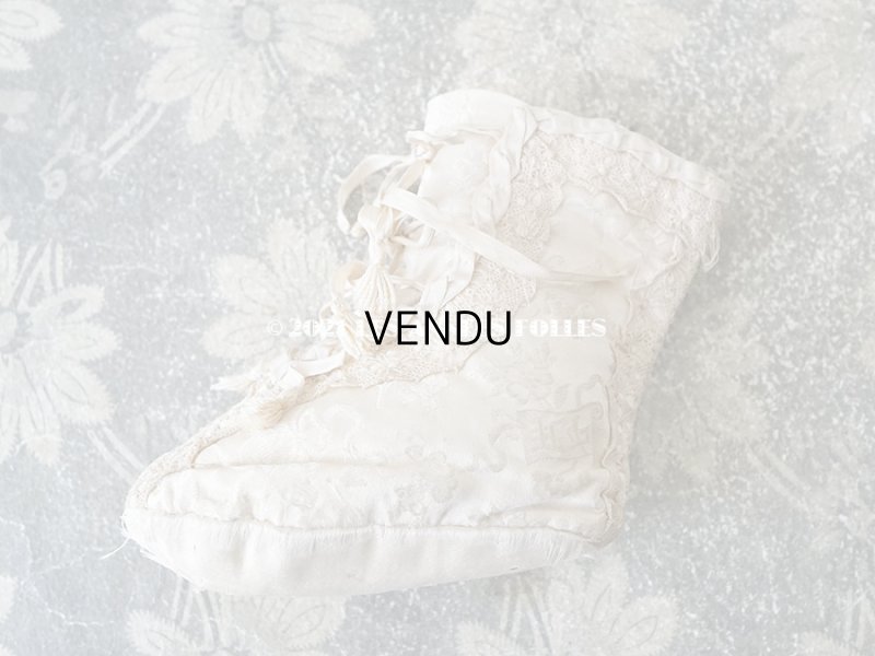 画像3: 1900年代 アンティーク ベビーシューズ シルク製