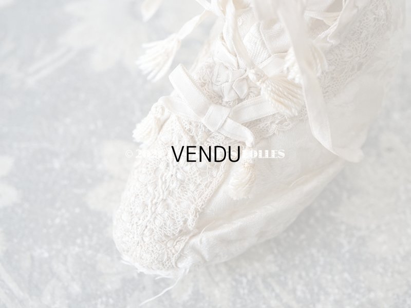 画像4: 1900年代 アンティーク ベビーシューズ シルク製