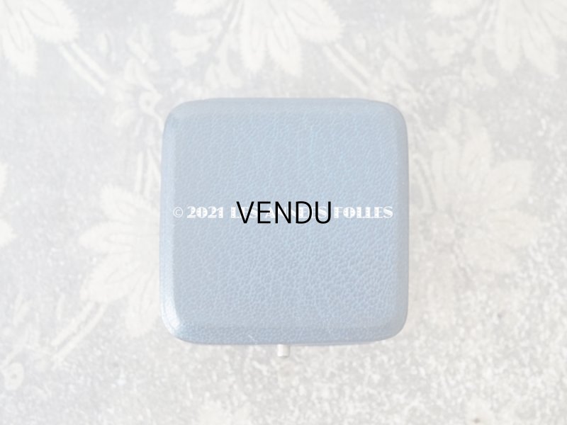 画像3: 1900年代 アンティーク 本革製 イニシャル入り S.M. ジュエリーボックス ブローチ用 ネイビーブルー