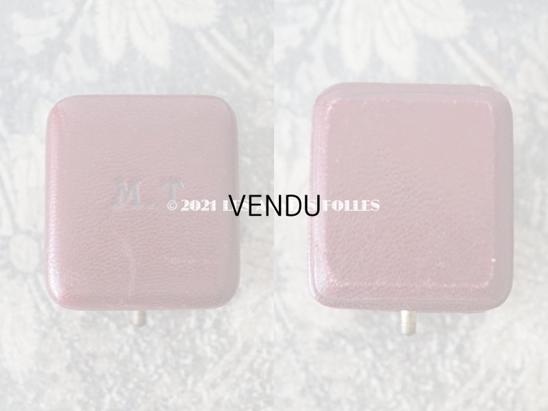 画像3: 1900年代 アンティーク 本革製 イニシャル入り M.T. ジュエリーボックス リングボックス ボルドー 