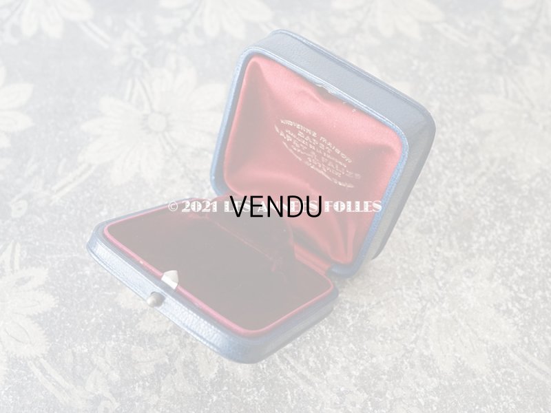 画像6: 1900年代 アンティーク 本革製 イニシャル入り S.M. ジュエリーボックス ブローチ用 ネイビーブルー