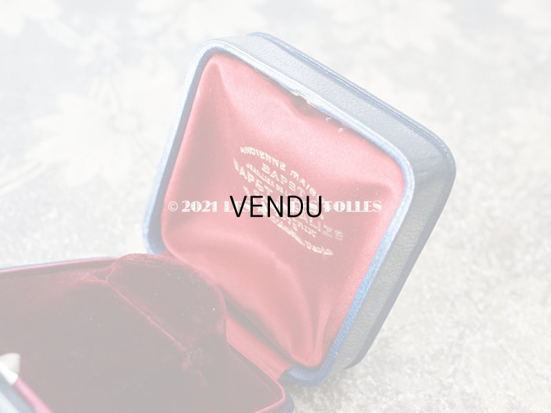 画像7: 1900年代 アンティーク 本革製 イニシャル入り S.M. ジュエリーボックス ブローチ用 ネイビーブルー