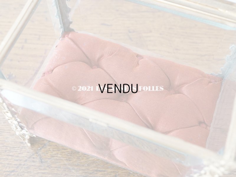 画像12: 19世紀 アンティーク ロカイユ装飾の脚 ジュエリーボックス シルク製クッション 