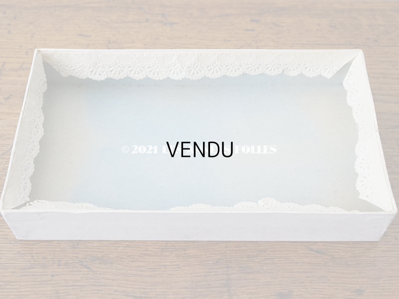 画像6: アンティーク  初聖体のオモニエール オフホワイトのシルクリボン & レースのフリル レースペーパー付ボックス入り