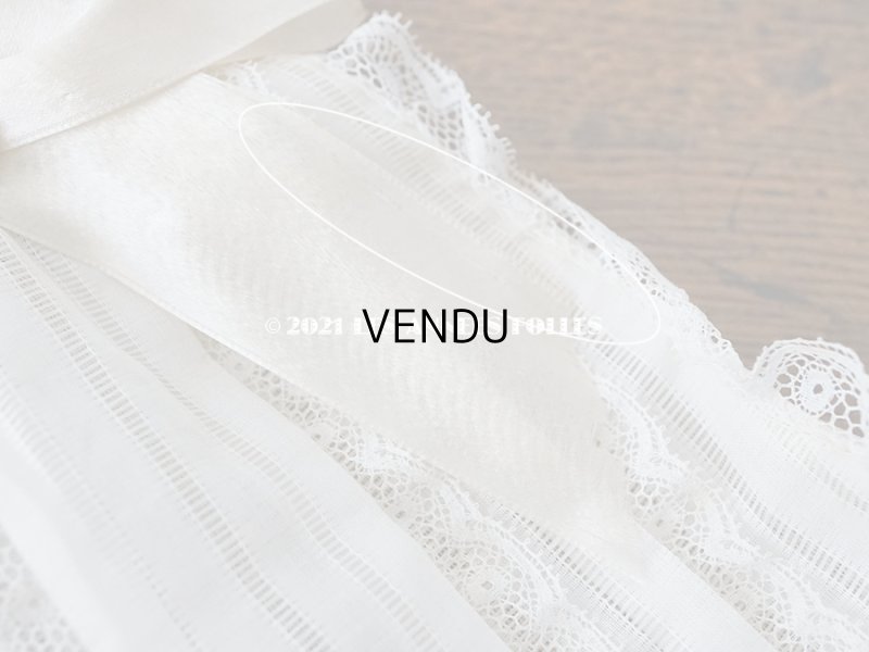 画像9: アンティーク  初聖体のオモニエール オフホワイトのシルクリボン & レースのフリル レースペーパー付ボックス入り