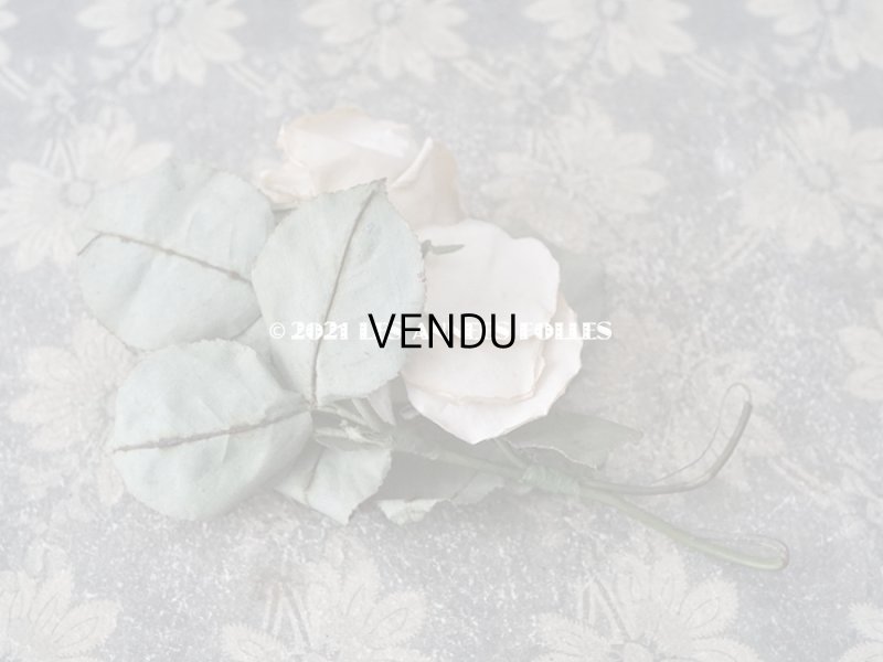 画像7: 1900年代 アンティーク オフホワイトの薔薇の大きな布花