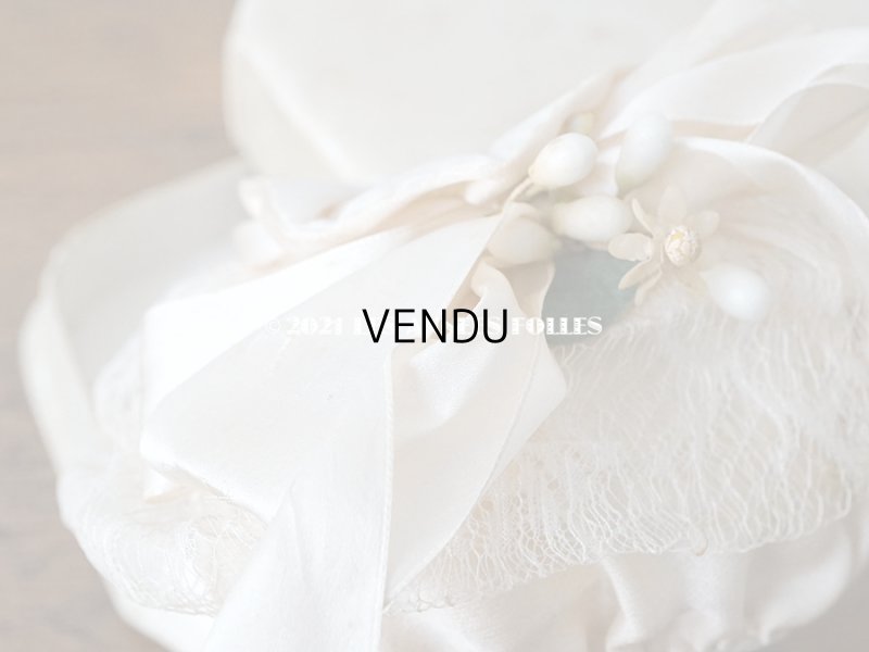 画像7: アンティーク ワックスフラワー付 シルク製 ドラジェのオモニエール 箱入り マリアージュ 結婚式