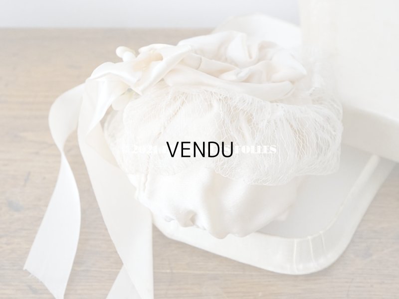 画像4: アンティーク ワックスフラワー付 シルク製 ドラジェのオモニエール 箱入り マリアージュ 結婚式