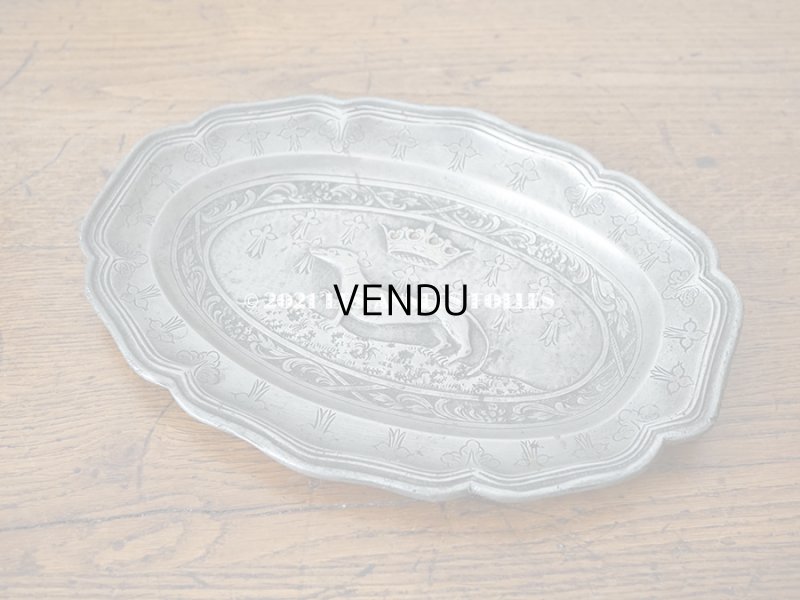 画像2: ＊蚤の市＊19世紀 アンティーク エルミン紋章のプレート ピューター製 