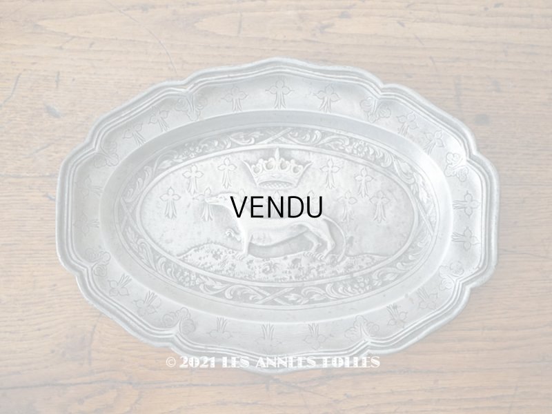 画像1: ＊蚤の市＊19世紀 アンティーク エルミン紋章のプレート ピューター製 