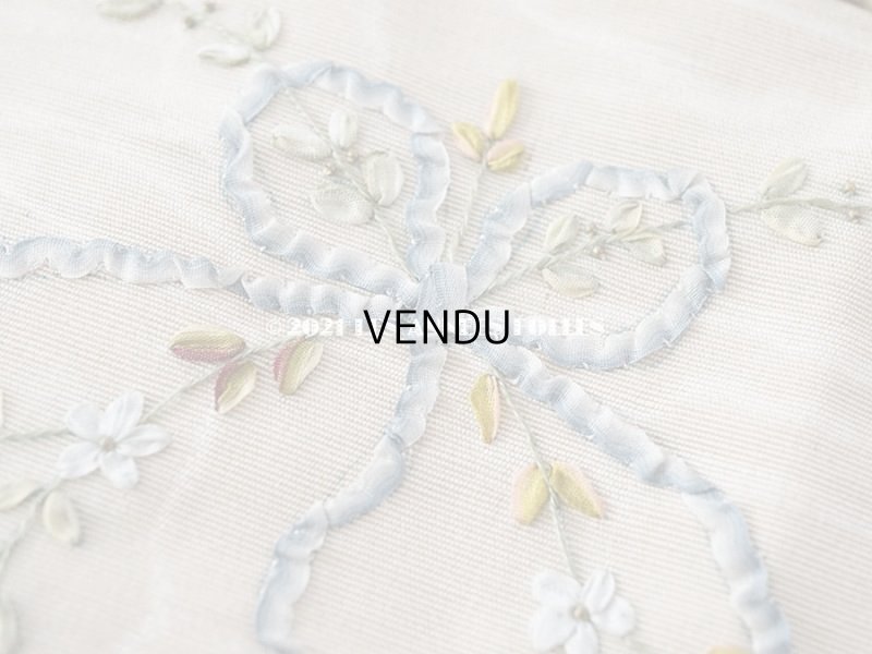 画像16:  アンティーク リボン刺繍のパネル ピアノカバー ローズパニエ　122×14cm