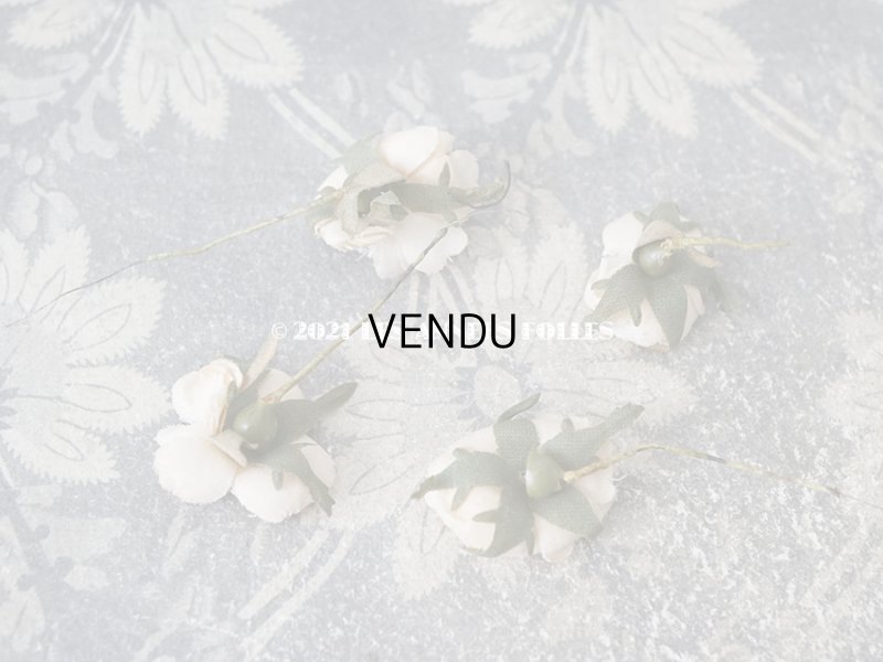 画像3: アンティーク  小さな薔薇の布花 4ピースのセット　パウダーピンク