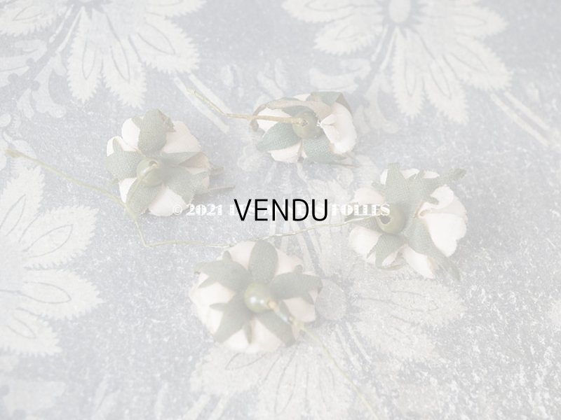 画像7: アンティーク  小さな薔薇の布花 4ピースのセット　パウダーピンク