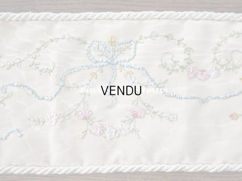 画像11:  アンティーク リボン刺繍のパネル ピアノカバー ローズパニエ　122×14cm