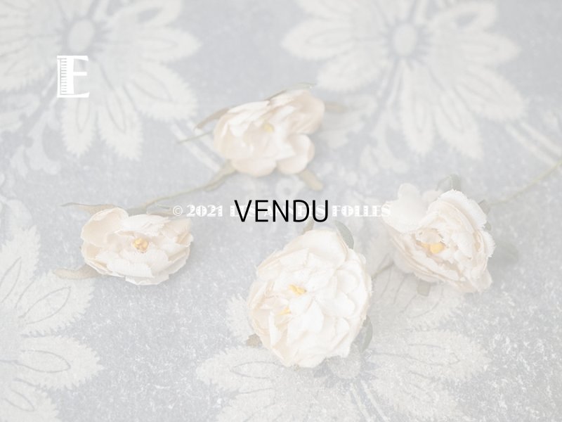 画像10: アンティーク  小さな薔薇の布花 4ピースのセット　パウダーピンク