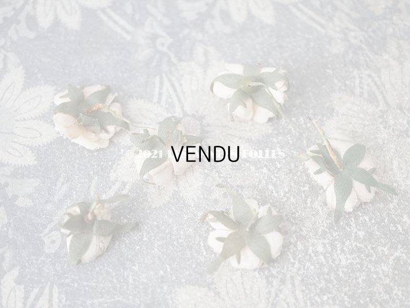 画像17: アンティーク  小さな薔薇の布花 4ピースのセット　パウダーピンク