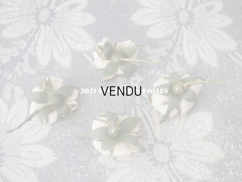 画像9: アンティーク  小さな薔薇の布花 4ピースのセット　パウダーピンク