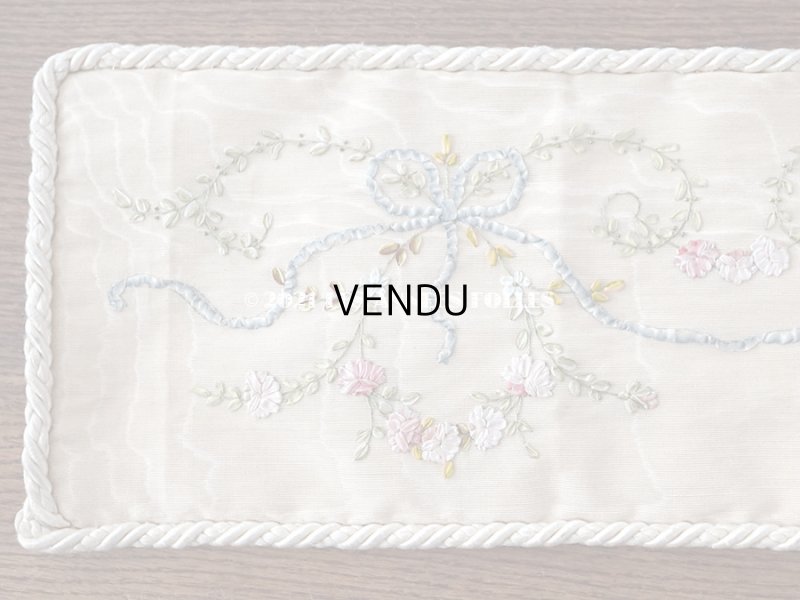 画像7:  アンティーク リボン刺繍のパネル ピアノカバー ローズパニエ　122×14cm