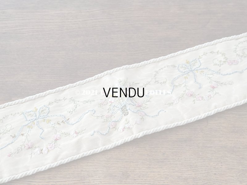 画像5:  アンティーク リボン刺繍のパネル ピアノカバー ローズパニエ　122×14cm