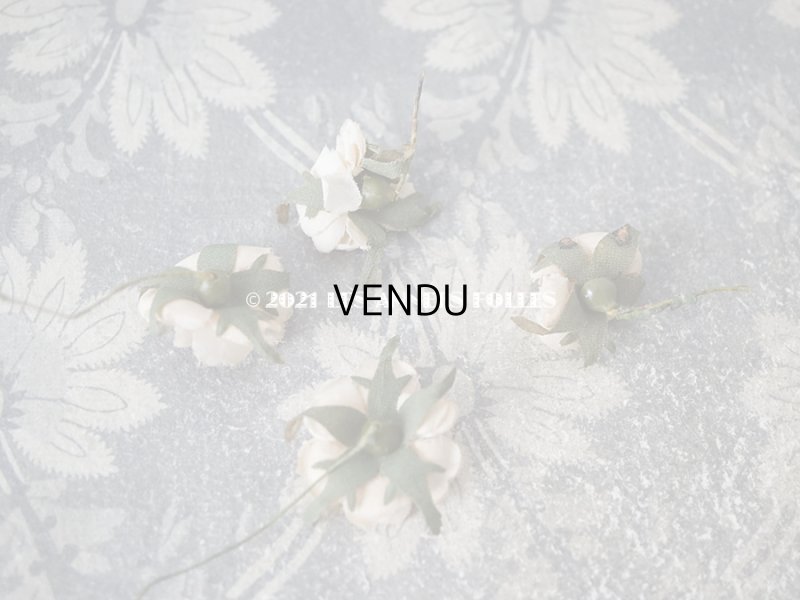 画像13: アンティーク  小さな薔薇の布花 4ピースのセット　パウダーピンク