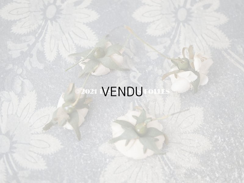 画像11: アンティーク  小さな薔薇の布花 4ピースのセット　パウダーピンク