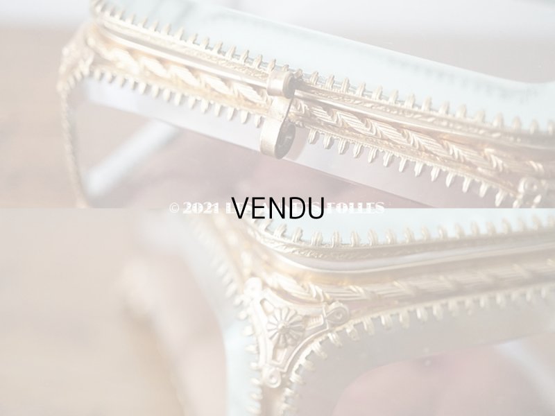 画像14: 19世紀 アンティーク ジュエリーボックス シルク製クッション スモーキーレッド