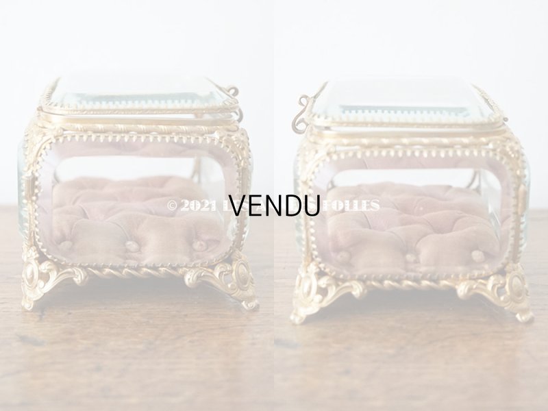 画像7: 19世紀 アンティーク ジュエリーボックス シルク製クッション スモーキーレッド