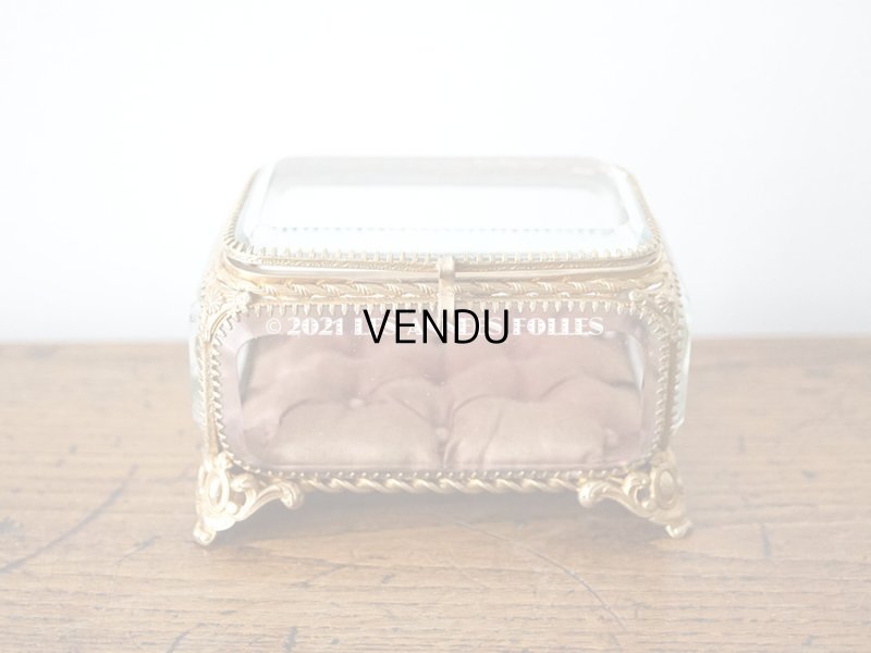 画像3: 19世紀 アンティーク ジュエリーボックス シルク製クッション スモーキーレッド