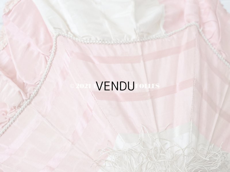 画像7: 19世紀末 アンティーク  シルク製 ピンク&ホワイトグレーの日傘