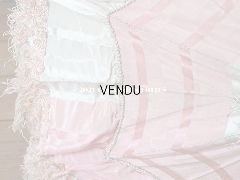 画像6: 19世紀末 アンティーク  シルク製 ピンク&ホワイトグレーの日傘