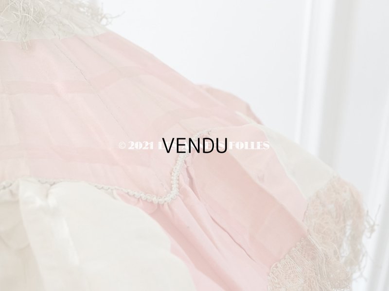 画像8: 19世紀末 アンティーク  シルク製 ピンク&ホワイトグレーの日傘