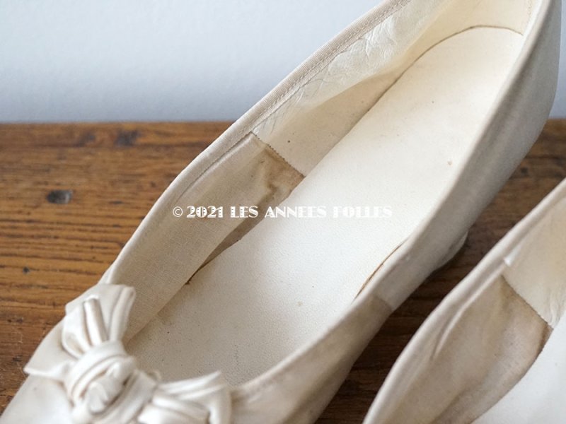 画像3: アンティーク ウエディング シューズ オフホワイトのシルクサテン