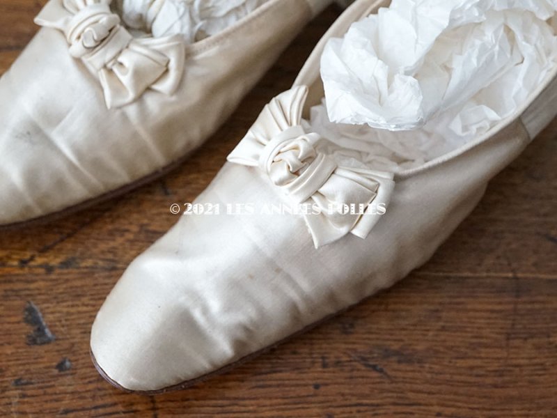 画像6: アンティーク ウエディング シューズ オフホワイトのシルクサテン
