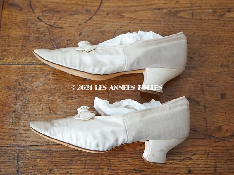 画像11: アンティーク ウエディング シューズ オフホワイトのシルクサテン