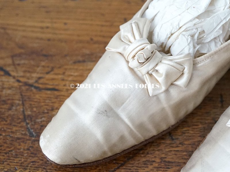 画像5: アンティーク ウエディング シューズ オフホワイトのシルクサテン