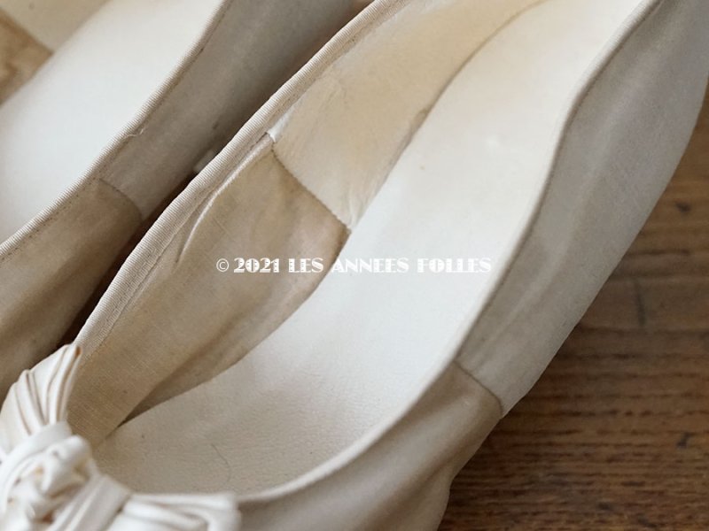 画像4: アンティーク ウエディング シューズ オフホワイトのシルクサテン