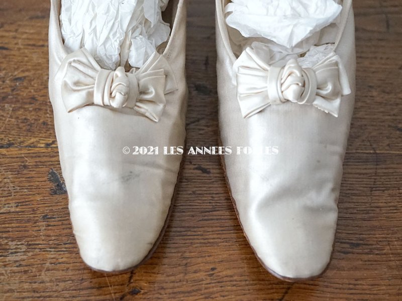 画像8: アンティーク ウエディング シューズ オフホワイトのシルクサテン