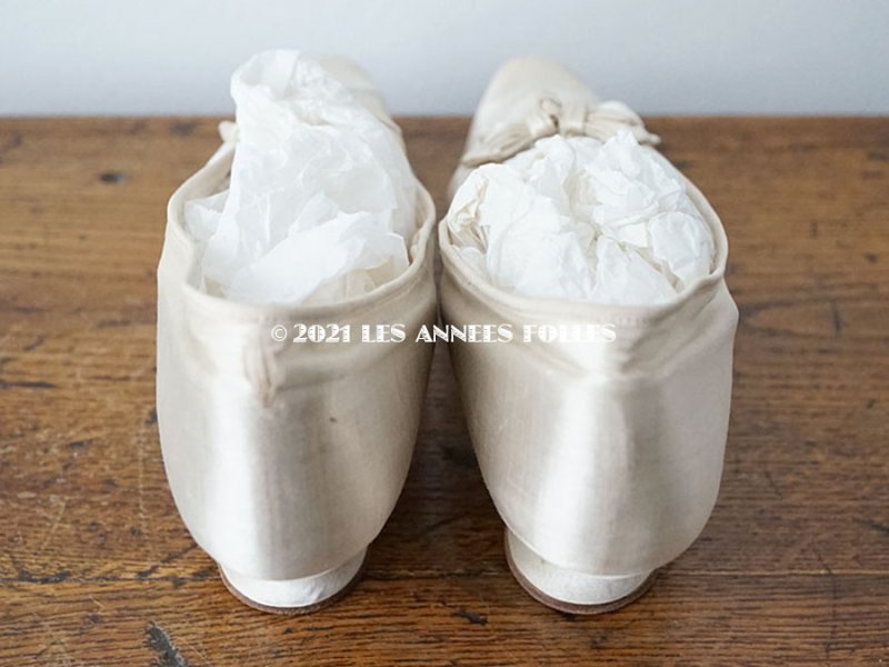 画像9: アンティーク ウエディング シューズ オフホワイトのシルクサテン