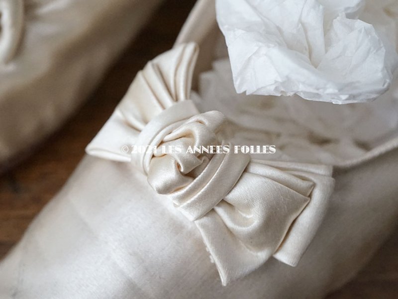 画像7: アンティーク ウエディング シューズ オフホワイトのシルクサテン