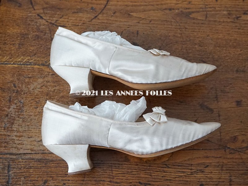 画像12: アンティーク ウエディング シューズ オフホワイトのシルクサテン