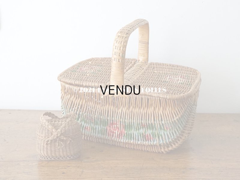 画像16: アンティーク  大きなローズパニエ 薔薇のパニエ