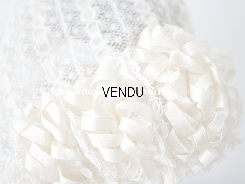 画像10: アンティーク ベビー用 小さなボネ オフホワイトのシルクリボン&レース